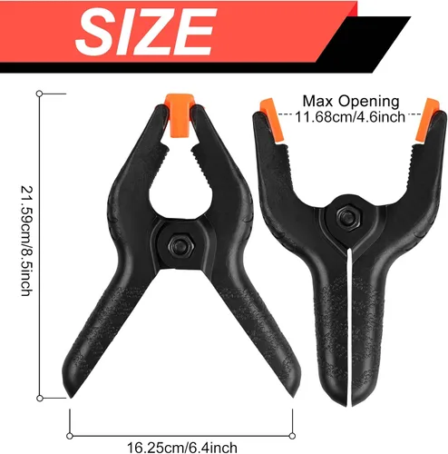 Miniatura 2 de Paquete de 2 abrazaderas de resorte, clips de plástico de 8.5 pulgadas, clips de fondo pequeños, abrazaderas resistentes, clips de resorte