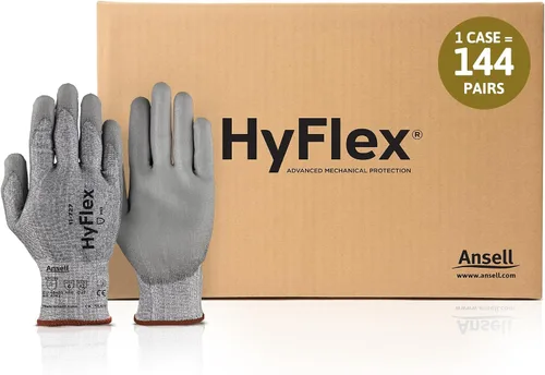 Miniatura 8 de Ansell HyFlex 11-727 Ultralight Cut-Resistant Industrial Gloves w/Reinforced Palm for Machinery, Auto, Warehousing Grey