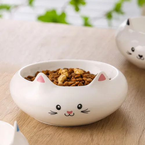 Miniatura 3 de Cuencos para gatos, tazón de comida para gatos, cuencos de cerámica lindos para gatitos para comida y agua 7.1oz, plato pequeño para alimentación