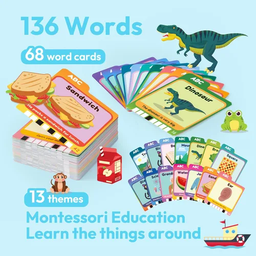 Miniatura 4 de Tarjetas parlantes educativas lalalark para niños de 3, 4, 5 años, juguetes de aprendizaje para niños con 136 palabras visuales y 64 juegos, juguete
