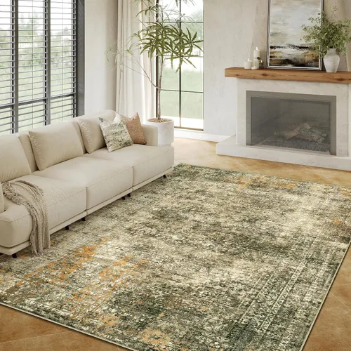 Miniatura 91 de PureCozy Alfombra de área beige de 2 x 3 pulgadas, lavable, vintage, pequeña, para entrada, cocina, suave, retro, floral, de pelo bajo, tapete