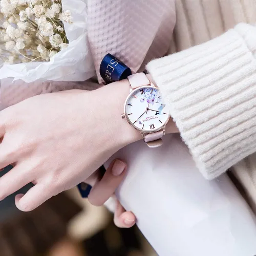 Miniatura 2 de VICTORIA HYDE Relojes de cuarzo para mujer esfera floral con correa de malla de acero inoxidable correa de cuero auténtico impermeable reloj