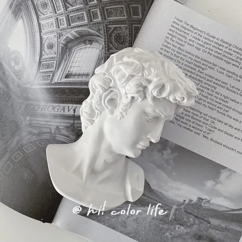 Miniatura 6 de Estatua de David de Yahu Lando, busto griego, estatua de cabeza de busto para decoración del hogar romano, decoración de mesa de café blanca