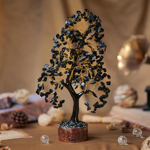 Miniatura 6 de Árbol de cristal, árbol de turmalina, bonsái artificial, 10-12 pulgadas, decoración de chakras, decoración para el hogar, oficina, árbol de dinero