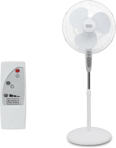Miniatura 10 de BLACK+DECKER - Ventilador de pie de 16 pulgadas (40.64 cm) con base de pedestal, ventilador de pie ajustable en altura con control remoto y panel