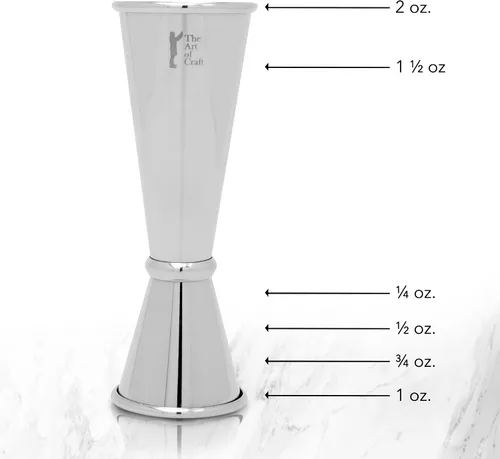 Miniatura 3 de The Art of Craft Kit profesional de barman para bebidas agitadas: vidrio mezclador de cristal, jigger japonés, colador Julep y cuchara de bar