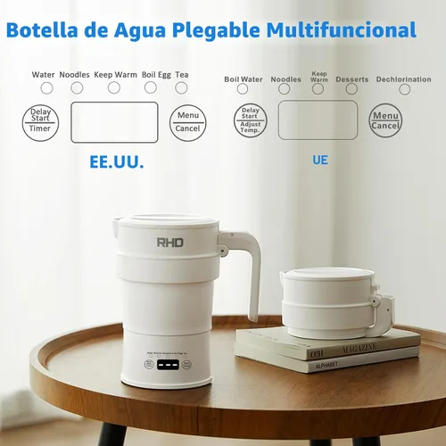 Miniatura 2 de Tetera eléctrica plegable de viaje, hervidor de agua caliente de 700ML con panel multifuncional, hervidor de agua pequeño plegable con mantener