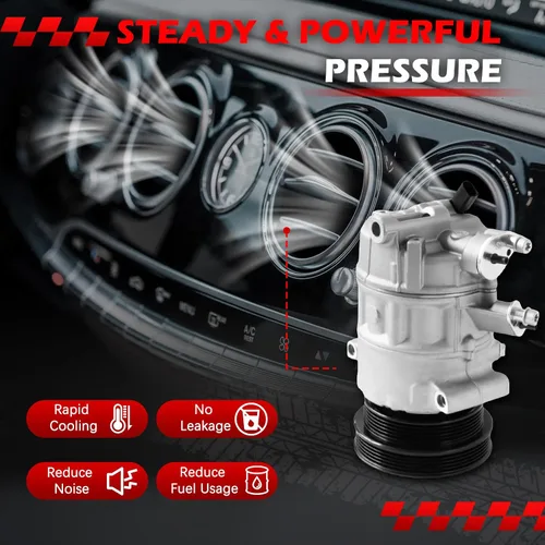 Miniatura 4 de Compresor de CA 4717058 apto para 2007-2014 VW Beetle 2.5L, Golf Passat TT RS Quattro Golf SportWagen Jetta Bora 2.0L 2.5L, A/C con reemplazo
