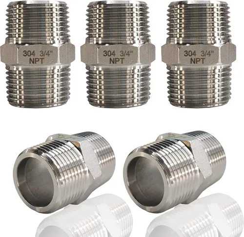 Miniatura 10 de ZOUNI 5 pezones hexagonales de 1/2 pulgada macho x 1/2 pulgadas macho de 1/2 pulgadas, acero inoxidable 304 NPT de 1/2 pulgadas, accesorios