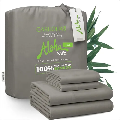 Miniatura 44 de Cariloha Aloha Soft - Juego de sábanas suaves de 4 piezas Gris Sombra King Hecho de 100% viscosa derivada de bambú Línea de sábanas Sombra