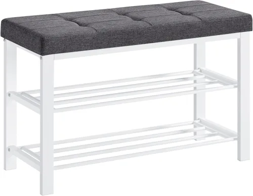 Miniatura 8 de SONGMICS Banco de zapatos, banco de almacenamiento, banco de entrada con cojín, estante para zapatos con asiento, ahorro de espacio, estilo moderno