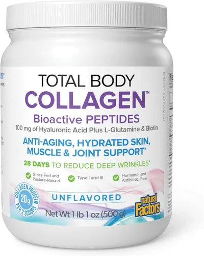 Miniatura 9 de Natural Factors Total Body Collagen - Suplemento de colágeno bioactivo para el apoyo al crecimiento del cabello y las uñas - Suplemento para la piel
