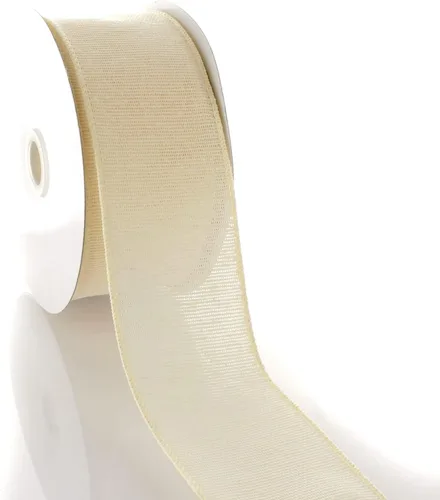 Miniatura 2 de Ribbon Traditions 815 - Cinta de arpillera con cable de 2.5 pulgadas, color crema, 10 yardas