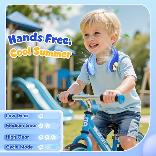 Miniatura 2 de Ventilador de cuello portátil para niños, ventilador sin aspas para niños, ventilador de refrigeración recargable seguro para niños de 4 a 14 años