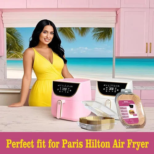 Miniatura 2 de Forros para freidora de aire para freidora de aire rosa, forros de papel desechables para freidora de aire Paris Hilton, freidora de aire blanca
