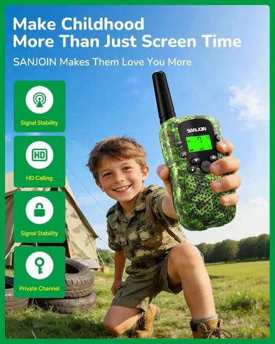 Miniatura 3 de Walkie Talkies para Niños Rellenos de Media Juguetes para Niños y Niñas de 3-12 Años, Alcance de 3 Millas Walkie Talkie para Acampar, Exterior