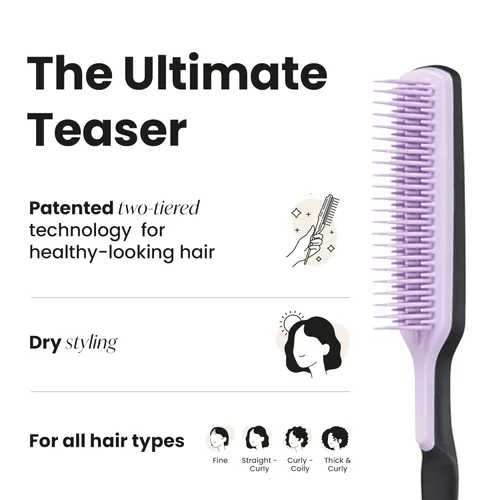Miniatura 6 de Tangle Teezer El peine voluminizador definitivo, peine con dientes de dos niveles para volumen y textura, y todo tipo de cabello, lila y negro