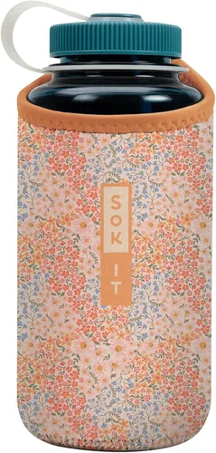 Miniatura 242 de Sok It BotlSok Funda para botella de agua con cubierta de neopreno aislante (Floral abstracto, se ajusta a CamelBak o Nalgene de 12 onzas)