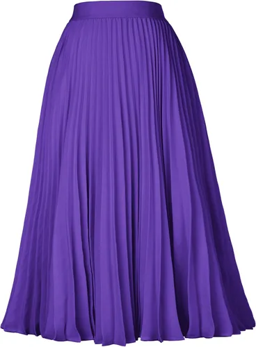Miniatura 172 de GRACE KARIN - Falda plisada de gasa para mujer, con cintura alta y elástica, vuelo, corte acampanado y longitud por debajo de la rodilla
