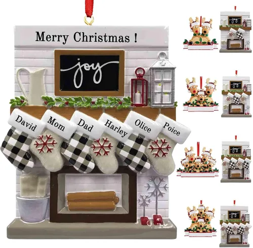 Miniatura 26 de Mantel de chimenea, adornos de Navidad personalizados para la familia, 2025, medias personalizadas, familia de 2, 3, 4, 5, 6 nombres, adorno