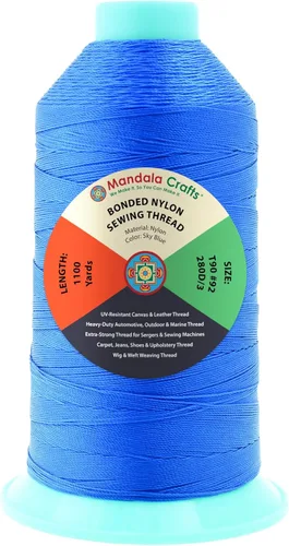 Miniatura 217 de Mandala Crafts - Hilo de nailon para coser cuero, tapicería, mezclilla y para trenzar el pelo; resistente, 1500 yardas, tamaño 69 T70 Marrón