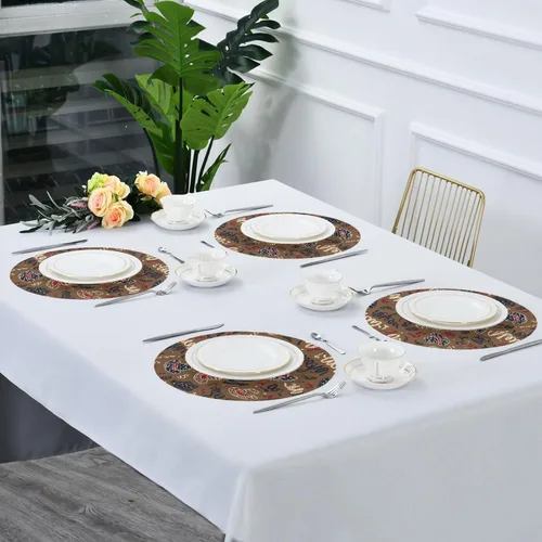 Miniatura 7 de Cowboy New Year Place mat Round placemats for Dining Table Set of 4 15x15 in manteles redondos para mesa