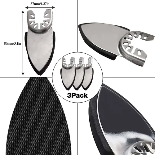 Miniatura 2 de Kit de almohadillas de lijado para herramienta oscilante de 156 piezas, 3 almohadillas de lijado triangulares y 3 almohadillas de lijado para dedos