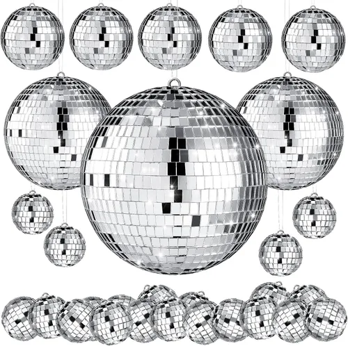 Miniatura 11 de MTLEE 20 piezas de decoración de bolas de discoteca de varios tamaños, decoración de fiesta, adornos de bola de discoteca, espejo pequeño grande