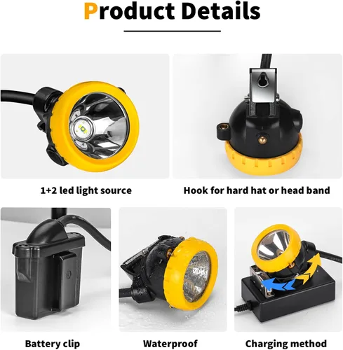 Miniatura 6 de Luz LED recargable para casco de minería – A prueba de explosiones impermeable subterránea lámpara de seguridad subterránea, faro brillante