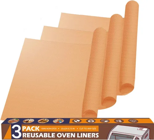 Miniatura 11 de Meegoo Revestimientos de horno para la parte inferior del horno, paquete de 4 forros grandes antiadherentes para horno, tapete de horno para la Negro