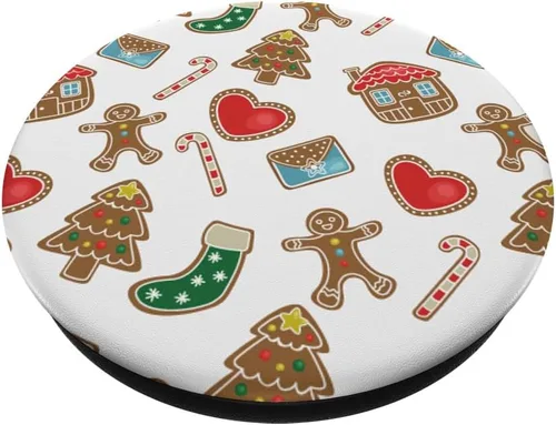 Miniatura 2 de Regalo de Navidad con patrón de jengibre para galletas de Navidad – PopSockets Grip y soporte para teléfonos y tabletas