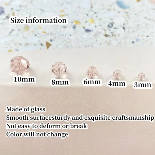 Miniatura 2 de Cuentas de cristal de vidrio 400 piezas 4mm cuentas facetadas redondas de vidrio espaciadoras para hacer joyas, pulseras, aretes, collares, Rosa