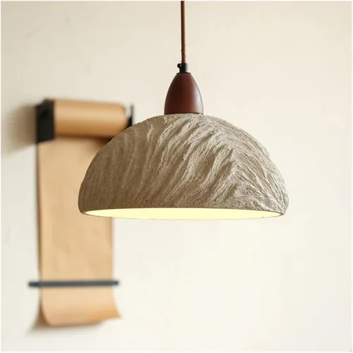 Miniatura 2 de Creative Round Microcement Hanging Lights Retro Industrial Pendant Light Wood Concrete Lamparas Chandelier Indoor Lighting