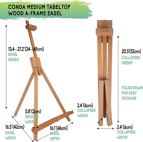 Miniatura 6 de CONDA caballete de haya mediano, portátil y ajustable de 18 a 31-1/2 pulgadas