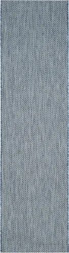 Miniatura 2 de SAFAVIEH Alfombra Lavable para Exteriores Colección Courtyard - Pasillo de 2'3" x 6'7", Azul Marino y Gris, No Desprende Pelusa y Fácil Limpieza