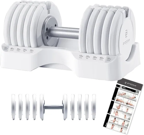 Miniatura 15 de ByZoom Fitness - Mancuerna ajustable de 12.5/25 libras – Unidad individual O juego de 2 – Peso ajustable 5-en-1 para gimnasio en casa, entrenamiento