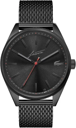 Lacoste Heritage - Reloj de cuarzo para hombre con correa de acero inoxidable, color negro, 20 (modelo 2011054), Negro, Reloj de cuarzo