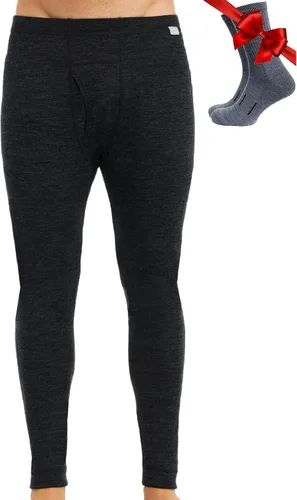 Pantalones de capa base de lana merina para hombre, 100% lana merina, ligeros, ropa interior térmica de peso medio, pantalones largos + calcetines