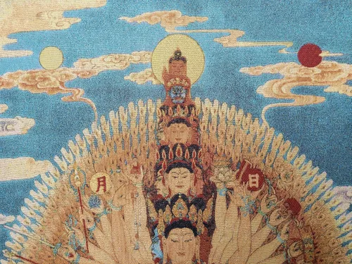 Miniatura 3 de Bordado de seda tibetano Thangka budismo 1000 manos 1000 caras Kwan Yin Tangka Guanyin Avalokitesvara colgante de pared para decoración del hogar