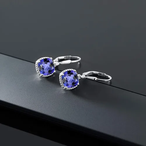 Miniatura 62 de Gem Stone King Aretes colgantes de plata de ley 925 de 0.315 pulgadas para mujer