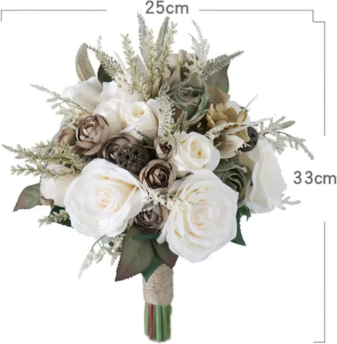 Miniatura 3 de MOJUN Juego de ramo de dama de honor, ramillete de muñeca, para novio, flores de boda de rosas artificiales para ceremonia de boda, aniversario
