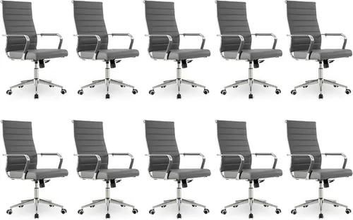 Miniatura 41 de Okeysen Office Desk Chair, Ergonomic Leather Modern Conference Room Chairs, Executive Ribbed Height Adjustable Swivel Rolling Chair for Home Office