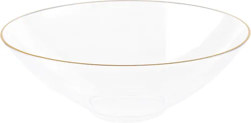 Miniatura 5 de [6 onzas, 40 unidades] Tazones de postre de plástico blanco orgánico para fiesta cuenco de helado con borde dorado Premium pesado elegante vajilla