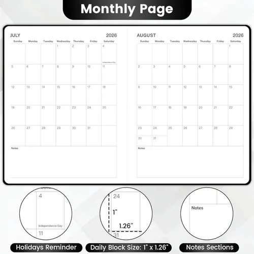 Miniatura 3 de Agenda 2026 - Agenda semanal y mensual 2026, 20.3 x 25.4 cm, de enero a diciembre de 2026, agenda/calendario 2026 con página de notas semanales