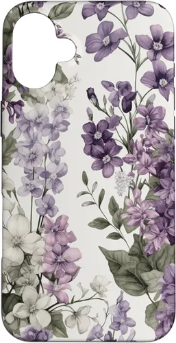 Miniatura 23 de Funda para iPhone XR White Violet Purple Lavender Lilac Floral con flores botánicas