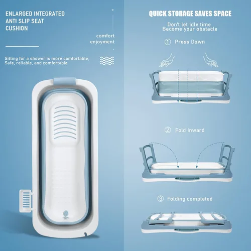 Miniatura 2 de Bañera portátil para adultos, bañera plegable de 56 pulgadas para adultos, bañera independiente para ducha, baño de hielo, bañera de sentada