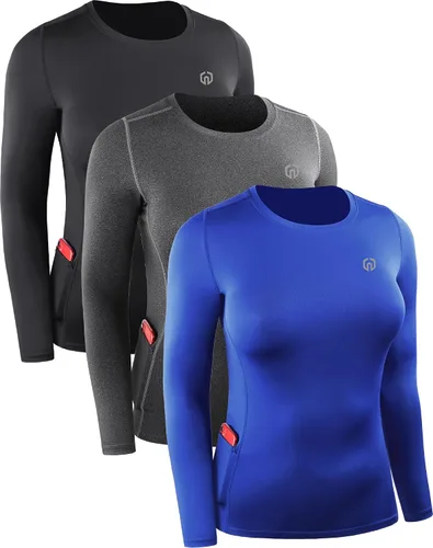 Miniatura 29 de NELEUS - Camisa deportiva de compresión atlética, de manga larga, para mujer, dry fit, paquete de 3