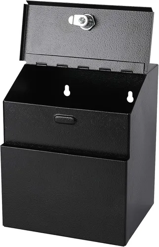 Miniatura 9 de xydled Caja de sugerencias con cerradura montable en pared de metal para donación/boleta/votación/colección/caja de depósito de llaves con 50