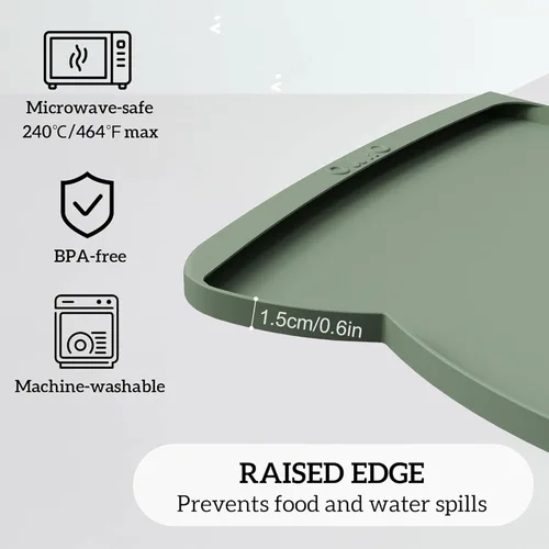 Miniatura 75 de OHMO - Tapete de silicona para alimentos para gatos, tapete de alimentación de mascotas para el piso, antideslizante e impermeable, bandeja de agua