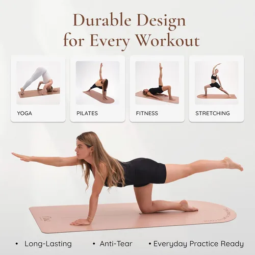 Miniatura 5 de Tapete de Yoga en forma de arco, goma de poliuretano ecológico, tapete de ejercicio antideslizante para Yoga, Pilates, entrenamiento en casa y Rosa